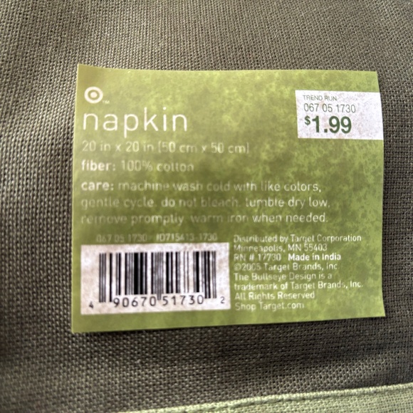 NWT Classic Green Napkins With Contrasting Green Trim 100% Cotton Set of 4 - Picture 4 of 4